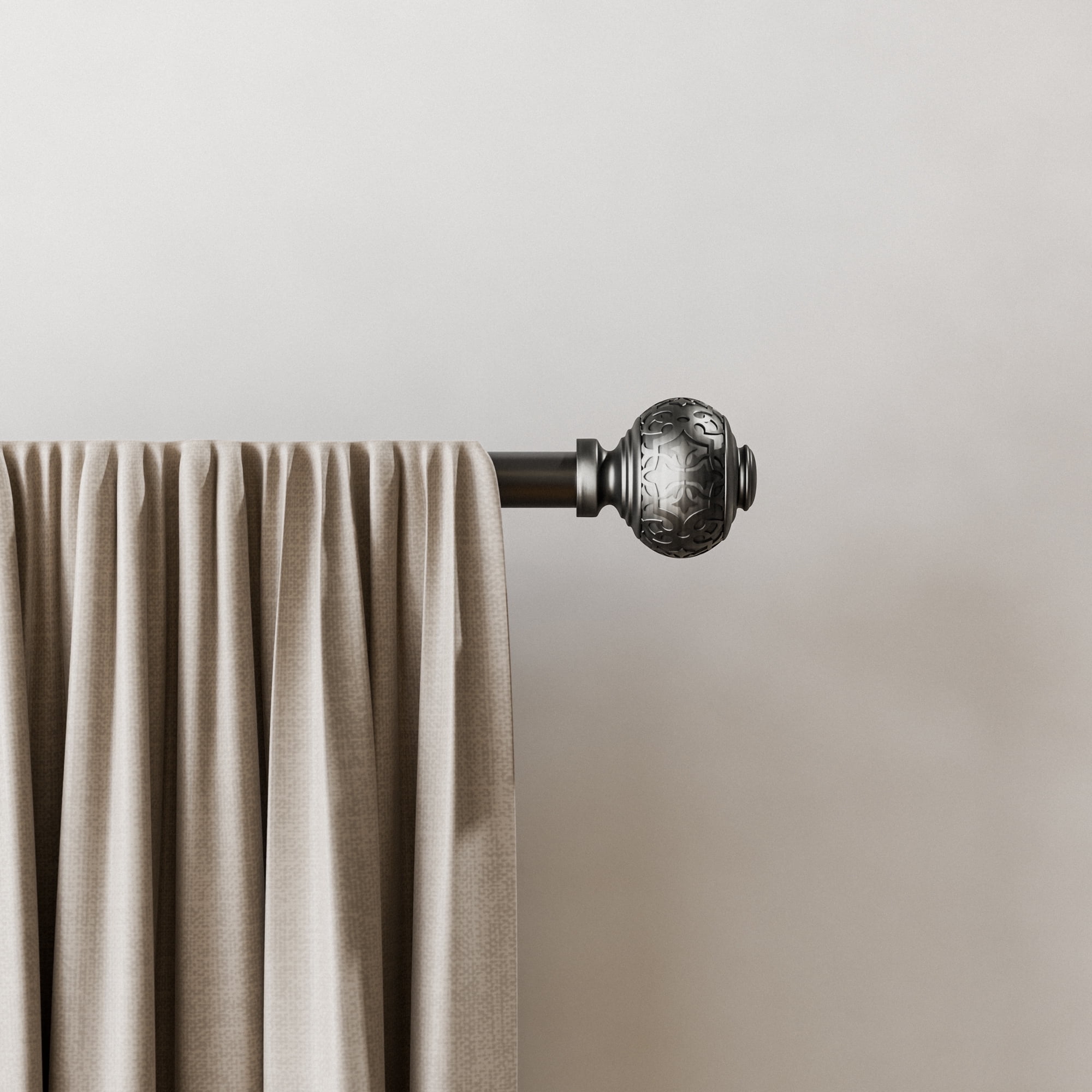 Mainstays Kennley 3/4 in Adjustable Single Curtain Rod Set, Aged Silver, 30-84 in