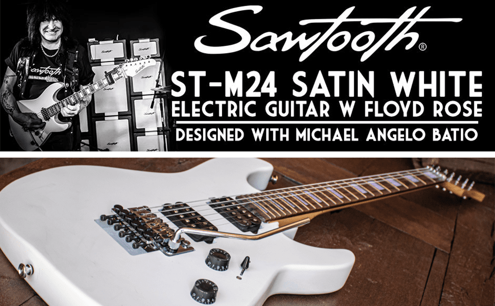 Sawtooth ST-M24 Electric Guitar with Floyd Rose, Satin White ...
