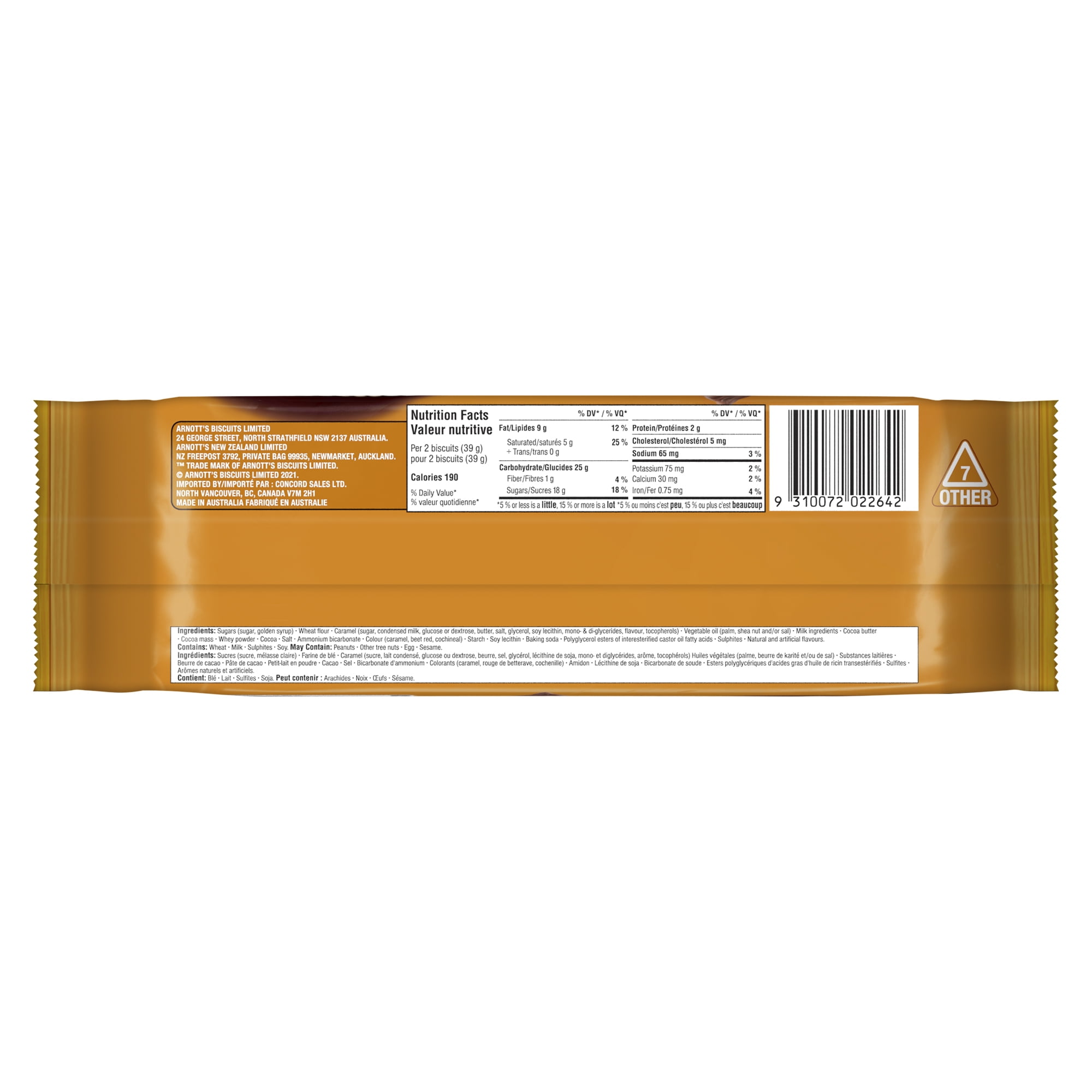 Biscuits Tim Tam au Caramel moelleux d’Arnott’s 175 g Prêt à manger 175g