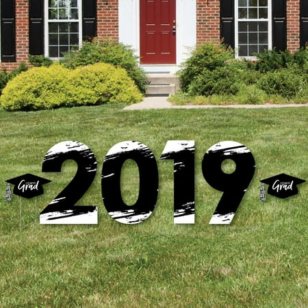Black and White Grad - Best is Yet to Come - 2019 Yard Sign Outdoor Lawn Decorations -  Graduation Party Yard