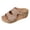 Khaki, variant on Women's Vintage Platform Wedge Slip on Walking Sandals Comfortable Leather Studded Open Toe Chunky High Heels Backless Half Slippers Hollow out Dress Slides Beach Summer Mules Brown Size 7.5