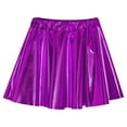 thumbnail image 3 of TiaoBug Kid Girls Shiny Metallic Pleated Mini Skirts Skater Skort Athletic Dress Cheerleading Costume Purple 13-14, 3 of 5