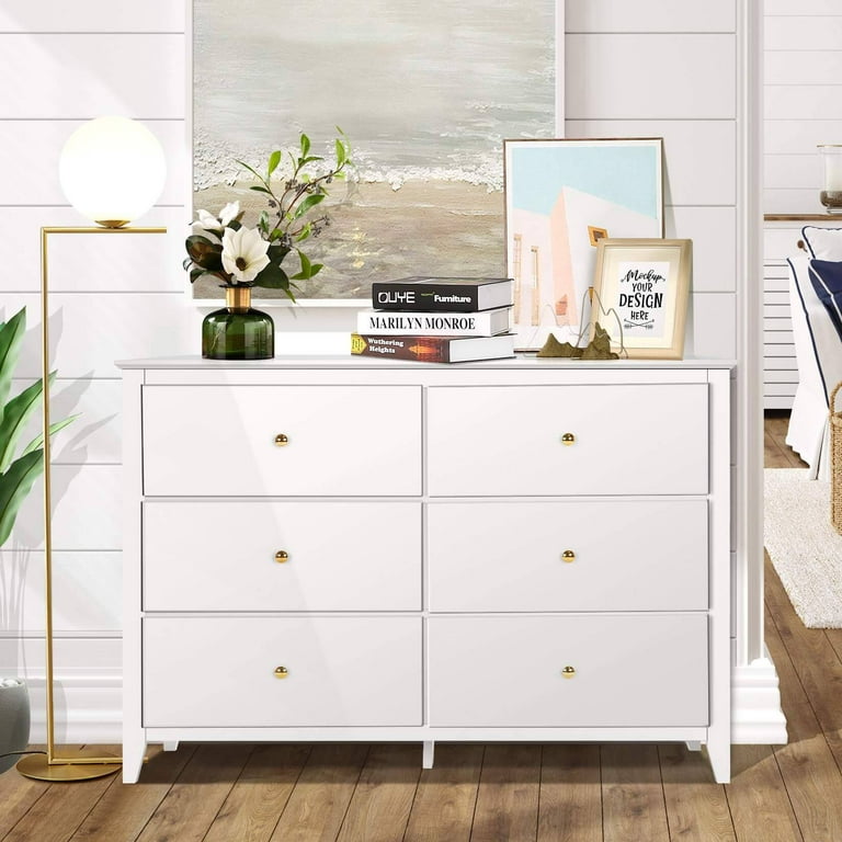 10-Drawers White Wood Chest of Drawer Accent Storage Cabinet Organizer
