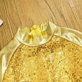 thumbnail image 4 of Hansber Kids Girls Hip Hop Jazz Dance Outfit Sparkly Sequin Crop Top with Leggings Figure Skating Training Suit Gold 16, 4 of 7