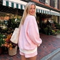 thumbnail image 5 of Women Oversized Mockneck Sweatshirt Striped Mock Neck Long Sleeve Pullover Shirt Fall Winter Lounge Tops S, 5 of 5