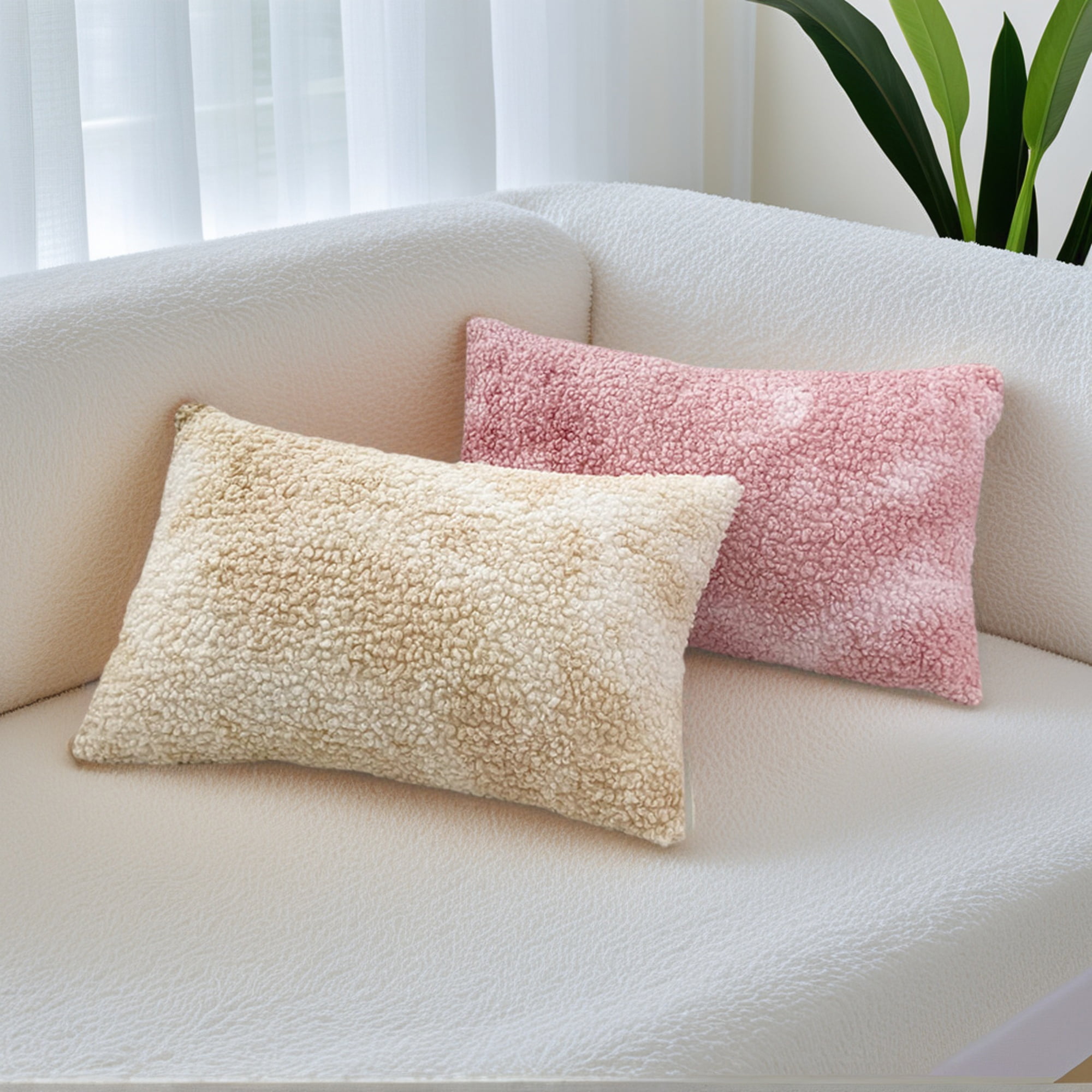Unique Bargains Pack of 2 Tie-Dye Teddy Fleece Pillow Covers Pink 20" x 12"