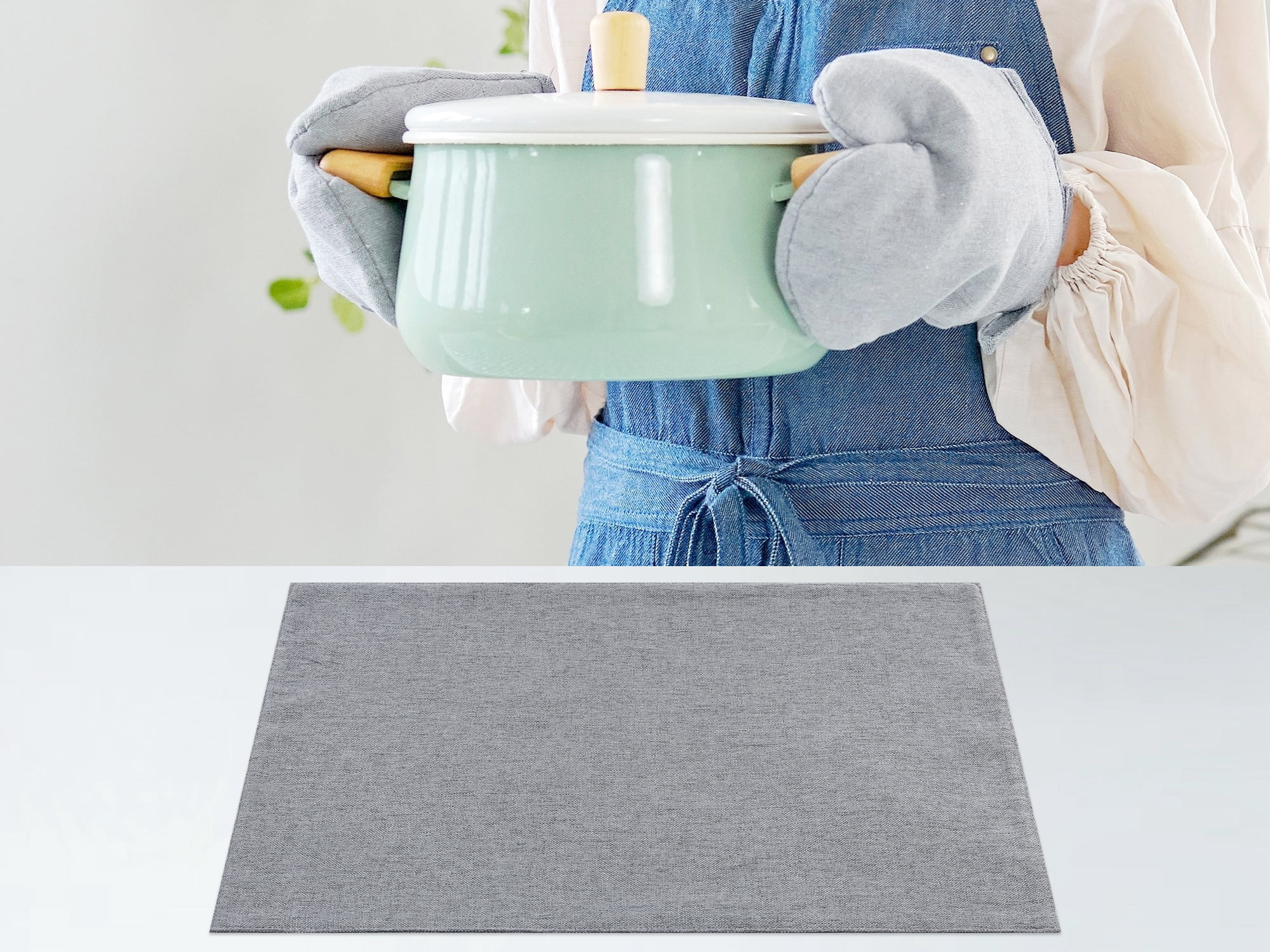 Unique Bargains Table Placemats 6 Pcs Polyester Placemats for Dining Table Decor Gray 18"x12"