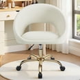 thumbnail image 3 of COOLHUT Chaise de Coiffeuse Moderne, Chaise de Bureau à Domicile Réglable Pivotante à 360°, avec Dossier et Roue, Chaises de Maquillage Mi-Dos avec Base Dorée, Chaise de Commode Chaise d'Ordinateur pour Chambre, Salon, Salle d'Ordinateur, 3 of 11