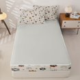 thumbnail image 4 of Homewish Bear Animal Print Zipper Full Size Comforter Sets with Fitted Sheet and 2 Pillowcases, Cute Cartoon Stars Zipper Bedding Set, Gray Reversible, 4 Pieces, 4 of 6