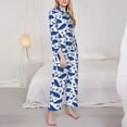 thumbnail image 3 of Honeii Whale print Women's Pajama Sets Long Sleeve Button Down Sleepwear Nightwear Soft Pjs Lounge Sets-XX-Large, 3 of 7