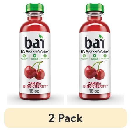 (2 pack) Bai Zambia Bing Cherry Antioxidant Infused Water Beverage, 18 fl oz, Bottle