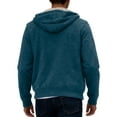 thumbnail image 4 of Sherpa Lined Hoodies for Men Heavyweight Full Zip up Sweatshirt Thick Fleece Jackets Winter Warm Soft Coats Sweater Blue M, 4 of 9