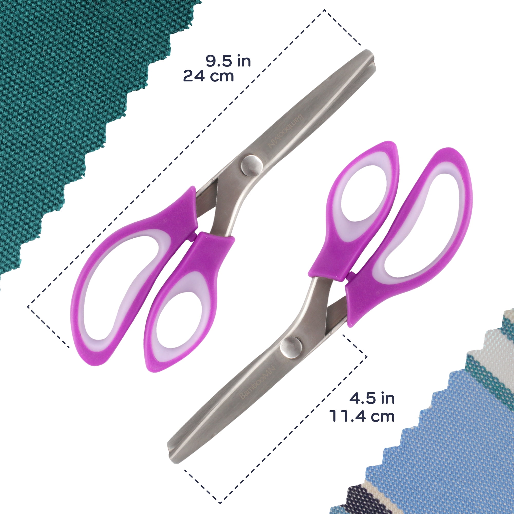 JubileeYarn Professional Grade Pinking Shears - 9.5" Serrated Stainless Steel - Purple - 3 Units