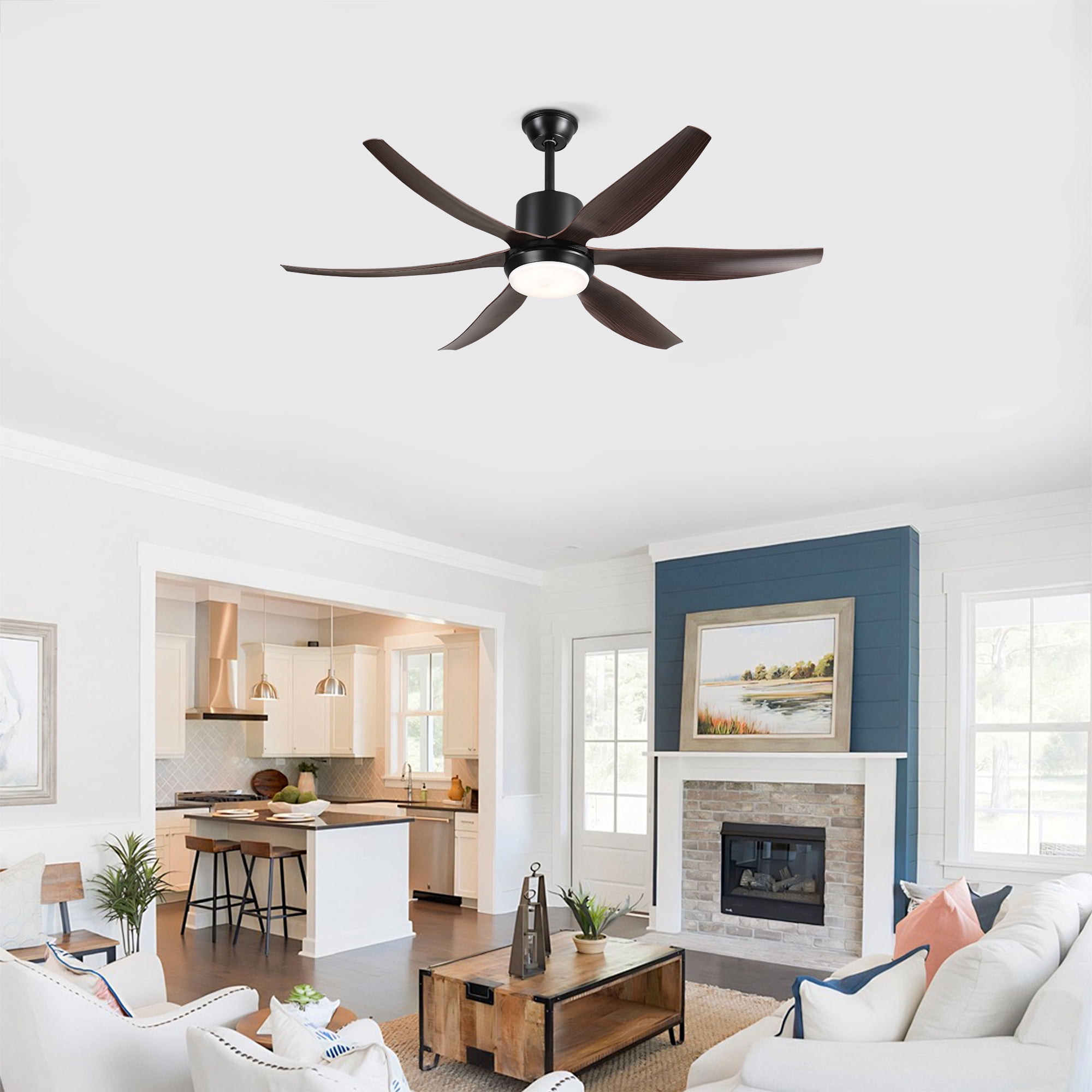 Ceiling Fan with Light, 56 Inch Dimmable Remote Control Fan for Home Indoor Use, Matte Black