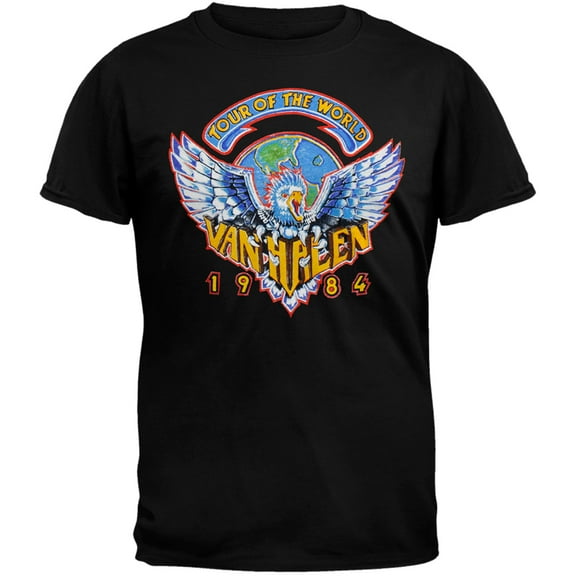 Van Halen Men's Tour Of World 1984 T-shirt Large Black