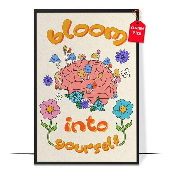 LOLUIS Bloom Into Yourself ​Poster, Mental Health Quote Poster, Therapist Office Decor (Unframed 11"x17")