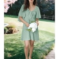 thumbnail image 4 of Robes pour Femmes Printemps Été Décolleté en V Profond Élégante Robe Courte à Nœud Vert Pâle S, 4 of 8