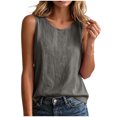 thumbnail image 5 of idosla Cotton Linen Tank Tops for Womens Comfy Lounge Wear Summer Sleeveless Crewneck Shirt Casual Blouse Loose Fit Cami (Dark Gray, 3XL), 5 of 7