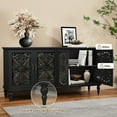 thumbnail image 2 of 62.98" Retro Hollow-Carved 4 Door Cabinet, Storage Sideboard Buffet Accent Cabinet for Living Room, Blue, 2 of 7