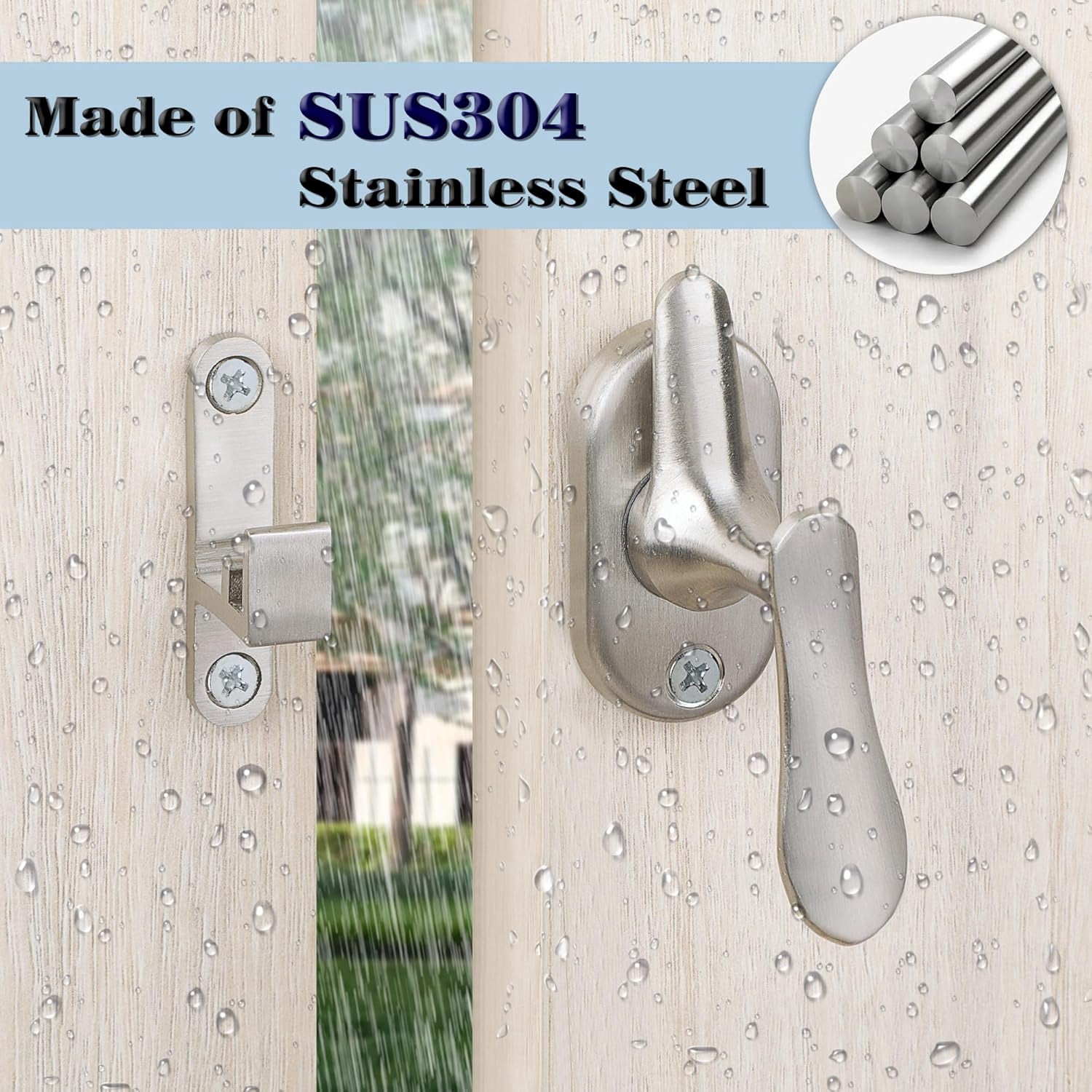 JJEAN-Flip Latch Lock, 360 Degree Swinging Gate Latches Door Lock, SUS304 Stainless Steel Gate Hardware for Gate Sliding Door Cabinet Window, Brushed
