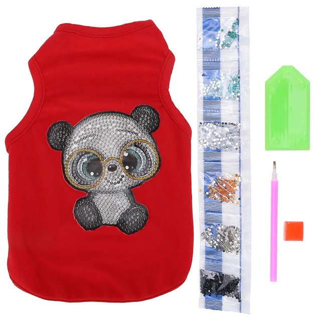 Dog Clothes DIY Rhinestone Painting Soft Breathable Washable Fashion Summer Cute Pet Tshirt for Dogs(Red S)