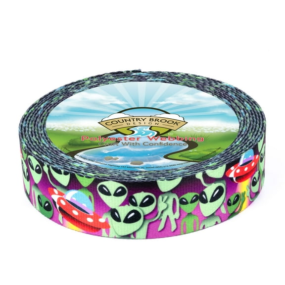Country Brook Design - Space Aliens Polyester Webbing (1 Inch)