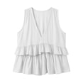 thumbnail image 4 of Womens Cotton Linen Tank Top Sleeveless V Neck Babydoll Peplum Blouse Loose Fit Ruffle Hem Flowy Summer Tops, 2026 New Limited-time Off, 4 of 7