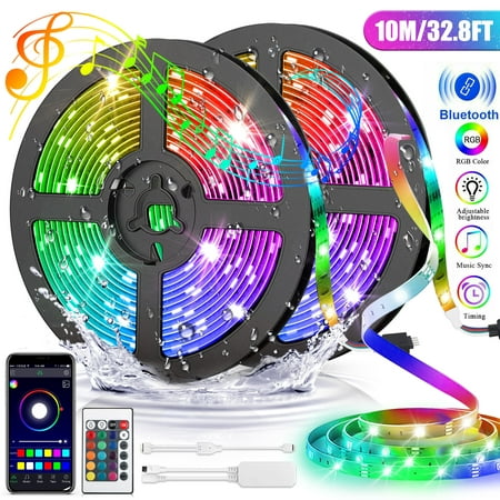 EEEkit RGB LED Light Strip, 32.8ft 5050 SMD LED Waterproof Smart WiFi Strip Light Kit Working with Android and iOS System, Music Sync Decoration Light for Home Room Kitchen Party, Without Power Supply