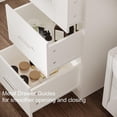thumbnail image 6 of Rovaurx Makeup Vanity with 3-Color Dimmable Lighted Mirror, Large Vanity Table with Side Storage Shelf & 4 Drawers, Bedroom Dressing Desk, Brightness Adjustable, White RSZT107W, 6 of 7