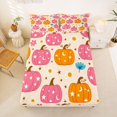 thumbnail image 5 of Manfei Autumn Pumpkin Pattern Bed Sheets,Harvest Print Full Size Sheets,4pcs,1 Flat Sheet,1 Fitted Sheet and 2 Pillowcases, 5 of 6
