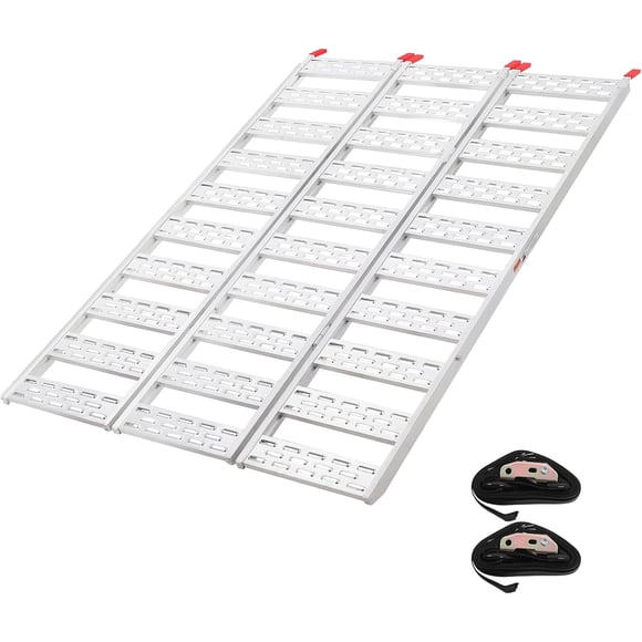 Rampe Pliante en Aluminium avec Bandes, Rampes de Chargement 1 Pack, Capacité de 1500lb, 50” L x 76” L, Charger Ou Décharger Tondeuses à Pousser, Jardin, ATVs
