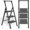 Black, variant on 3 Step Ladder with Handle, Foldable Step Stool for Adults - Extra Wide Non-Slip Pedal, Sturdy Reinforced Construction & Rubber Feet, for Home and Kitchen Use, Black Red