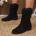 thumbnail image 6 of Viluyesy Womens Western Slouchy Boots, Pull-On Pointed Toe Chunky Heels Fashion Mid Calf Boots Black US6.5, 6 of 9