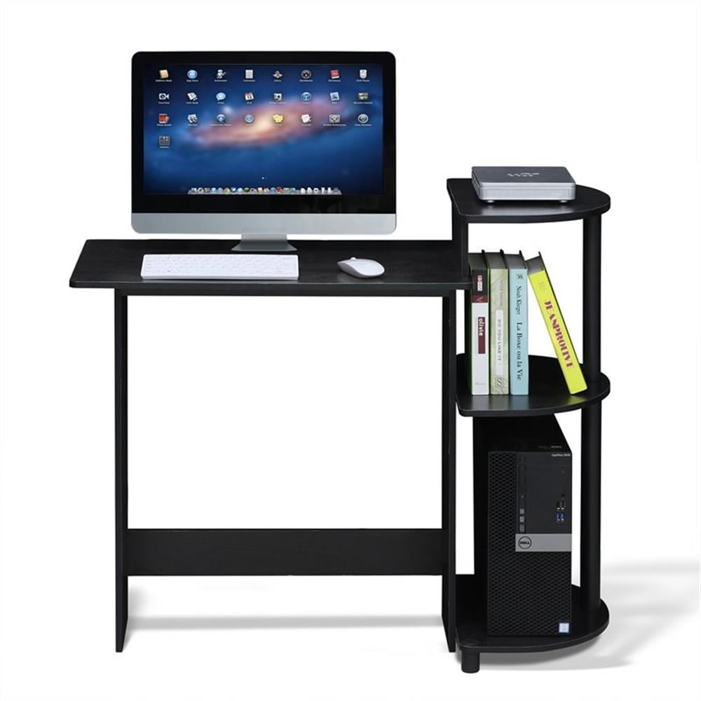 Furinno Compact Computer Desk with Shelves, Americano/Black, 11181AM/BK