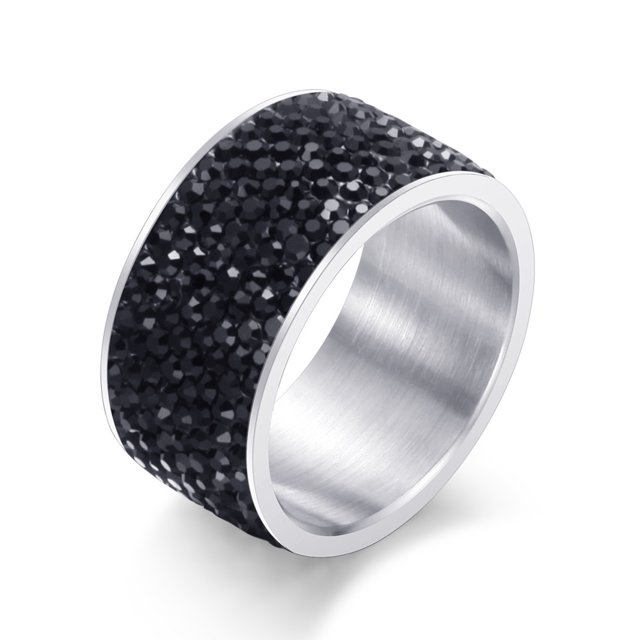Anillo casual Joker de diamantes de acero de titanio para hombre con personalidad, 8 filas con anillo de acero inoxidable con diamantes, características de desgaste del material