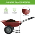 thumbnail image 4 of Best Choice Products Dual-Wheel Home Wheelbarrow Yard Garden Cart for Lawn, Construction - Red, 4 of 8