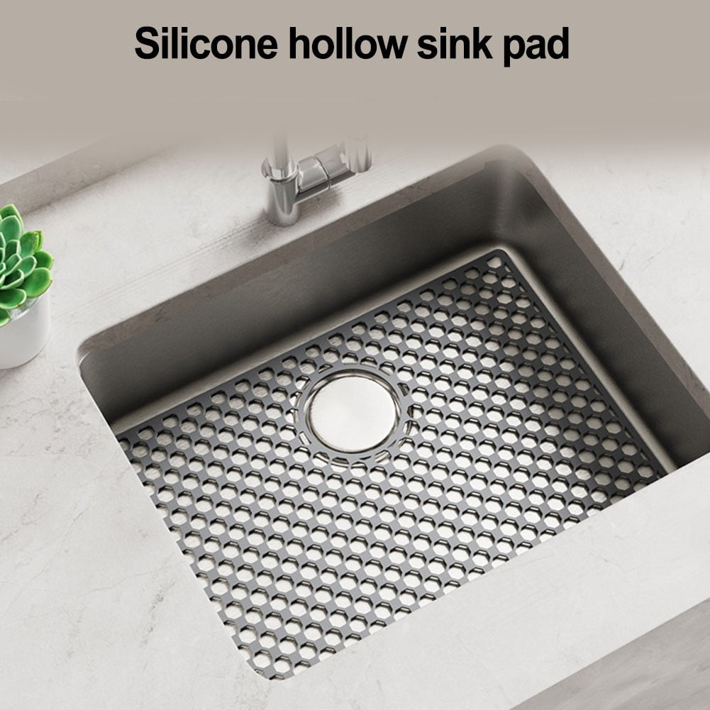 Silicone Sink Mat For Kitchen Nonslip Heat Resistant Design With Center Drain