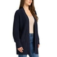 thumbnail image 2 of Max and Mia Women's Open Front Long Sleeve Combed Cotton Cardigan Sweater with Pockets (US, Alpha, Medium, Regular, Regular, Navy), 2 of 8