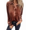thumbnail image 1 of Camisetas Casuales de Larga con Botones de Terciopelo de Invierno para Mujer Color Café XXL, 1 of 8