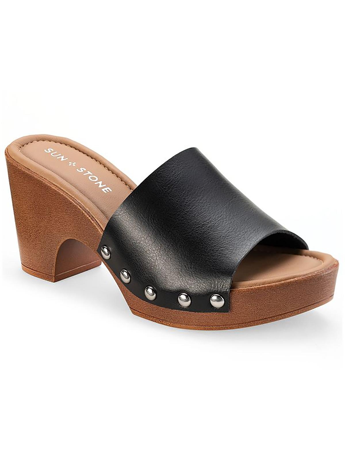 Sun + Stone Womens Alinap Leather Slip On Platform Sandals
