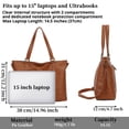 thumbnail image 4 of Large Leather Laptop Tote HandBag for Women, Fits 15 Inch Computer, PU Leather Briefcase Crossbody Shoulder Purse with Padded Compartment for Work, School, Travel & Business, 4 of 7