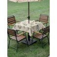 thumbnail image 4 of Outdoor Tablecloth with Umbrella Hole for Patio/Picnic/Party/Camping, Navy Beach Scallops Waterproof Table Cloth Square Cover Washable, Vintage Summer Coastal Leaves Beige (54"x 54"), 4 of 9
