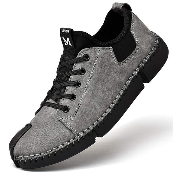 Mens Driving Leather Moccasin Brogue Classic Shoes Loafers Oxford Lace Up Casual Business Men Cozy Fashion Walking Business Office Gray 6 UK