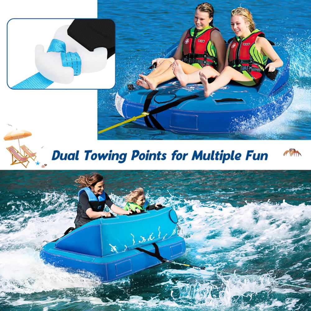 Resenkos 2 Person Water Sport Inflatable Towable Tubes for Boating-Blue