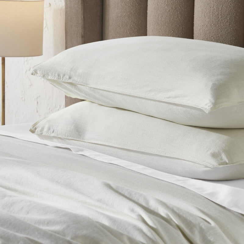 Superior Chloe 100% Cotton Percale Linen Texture Duvet Cover Set, King California King, Ivory