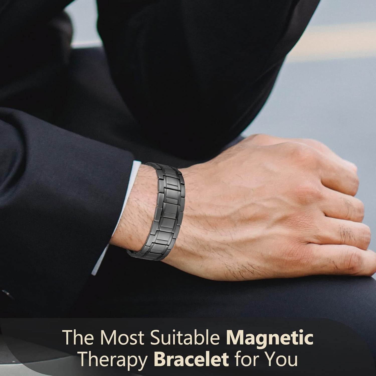 Wollet  Magnetic Bracelets for Men, Stainless Steel Bracelets with 3X Magnets，8.6inches（22cm）