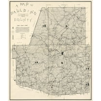 Historic County Map - Paulding County Georgia - West 1896 - 23 x 27.42 - Vintage Wall Art