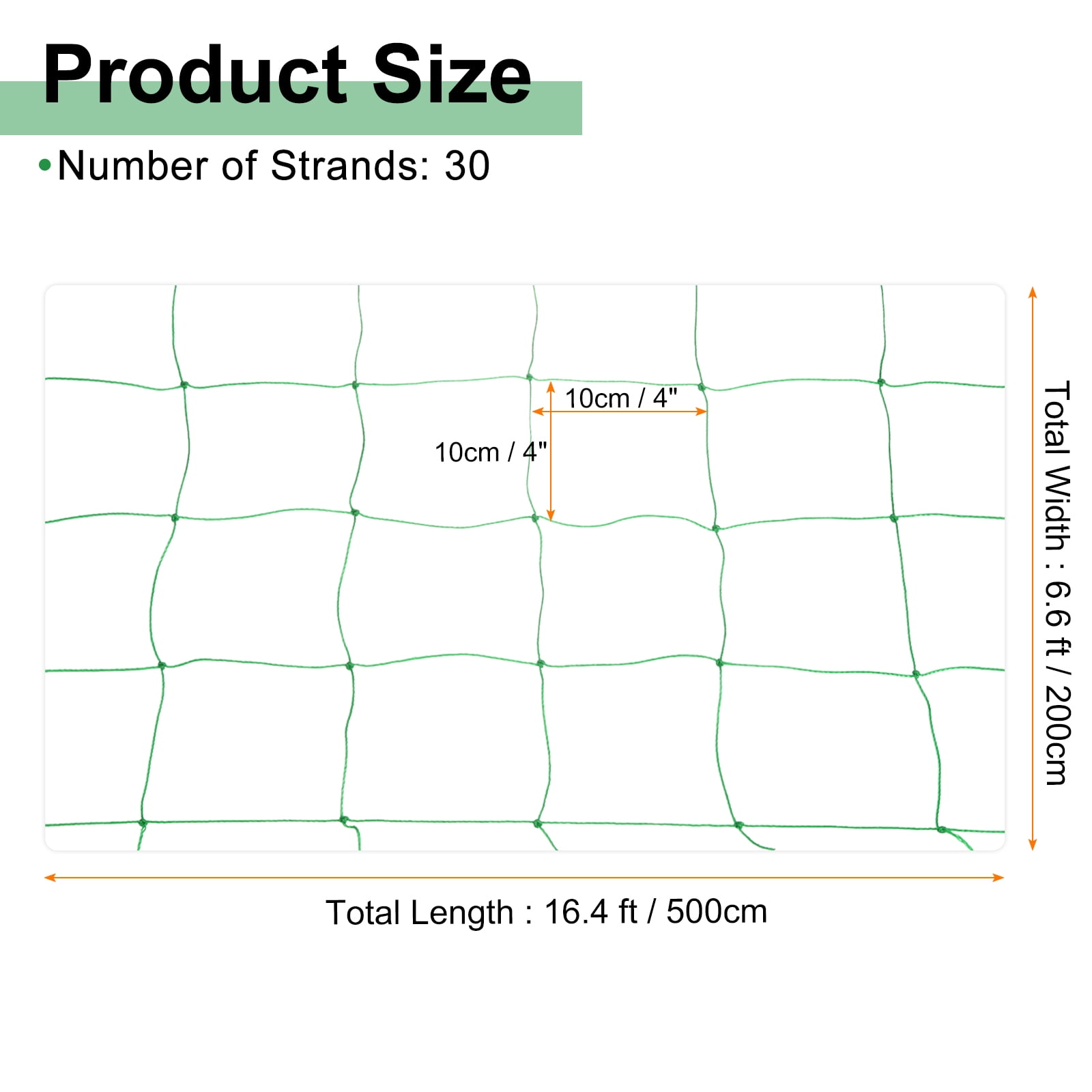Uxcell Trellis Netting for Climbing Plants 6.6 x 16.4ft 30 Strands Heavy Duty Garden Trellis Netting Polyethylene Plant Support Net with 4" x 4" Mesh for Fruits Vegetables Cucumber