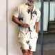 thumbnail image 2 of Hombres hawaianos de manga corta Tops + shorts Beach Stand-up Collar camisa impresa verano Casual camisas traje Pompotops oipoqjl35785, 2 of 8