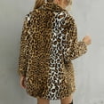 thumbnail image 4 of safuny Women's Winter Soft Fleece Hoodie Coat Faux Furry Jacket Open Front Holiday Leopard Trendy Outwear Fall Vintage Casual Elegant Warm Long Sleeve Brown XXXL, 4 of 9